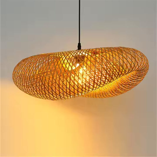 Chinese rattan chandelier living room dining room hotel restaurant decoration indoor hanging lamp bamboo led pendant light