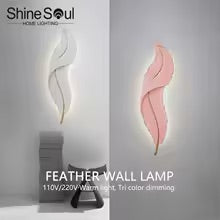 Modern LED Wall Lapm Nordic Creative Feather Wall Light Bedroom Bedhead Living Room Background Wall Home Decor Resin Light