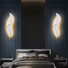 Modern LED Wall Lapm Nordic Creative Feather Wall Light Bedroom Bedhead Living Room Background Wall Home Decor Resin Light