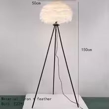 Europe Designer White Feather Floor Lights Black Gold Metal Living Room Bedroom Lamp E27 Bulb Home Art Decoration Lighting