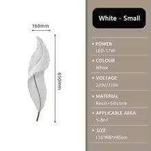 Modern LED Wall Lapm Nordic Creative Feather Wall Light Bedroom Bedhead Living Room Background Wall Home Decor Resin Light