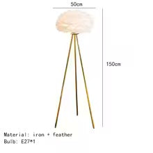 Europe Designer White Feather Floor Lights Black Gold Metal Living Room Bedroom Lamp E27 Bulb Home Art Decoration Lighting